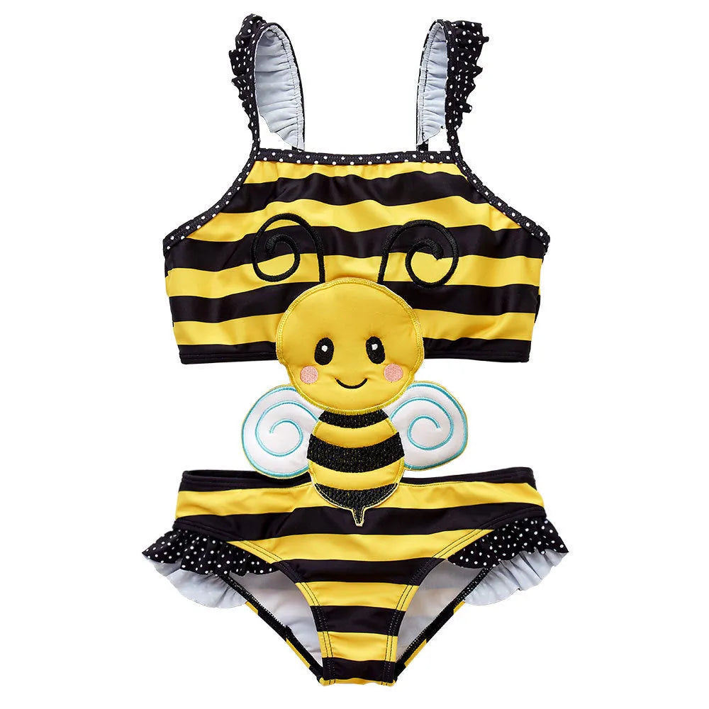 Baby girls watermelon printed one-piece swimsuit in pink with watermelon pattern, polyester, sizes 12M to 8T