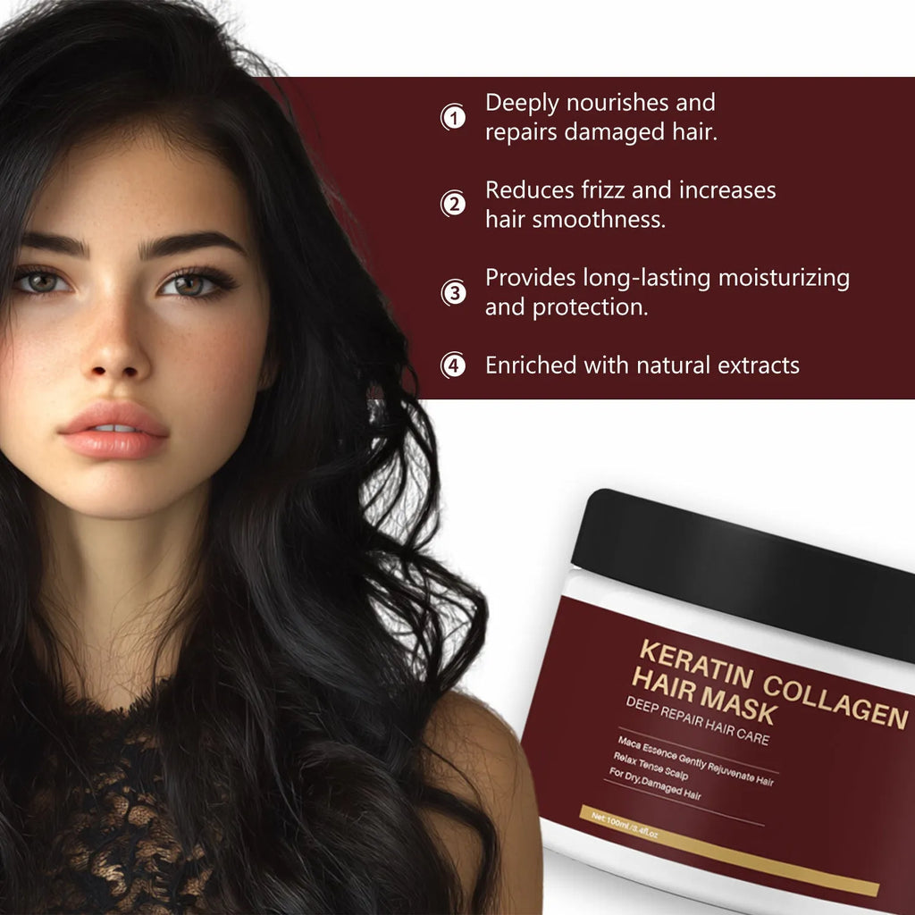 100ml collagen hair mask bottle for moisturising and repairing dry, damaged hair