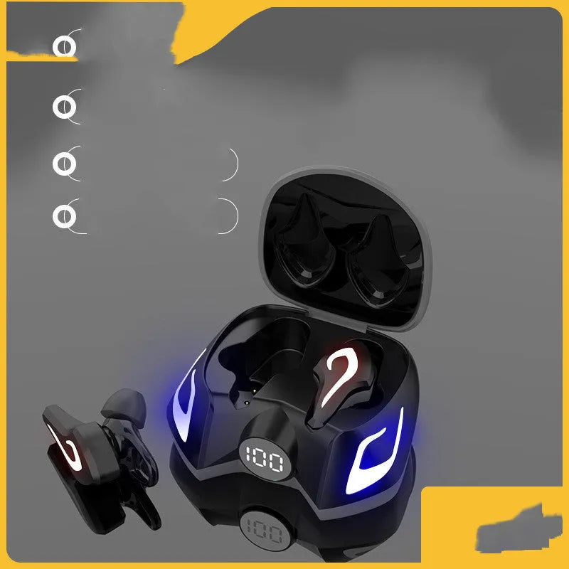Colourful wireless Bluetooth 5.0 gaming earphones with earplug design for mobile phones.