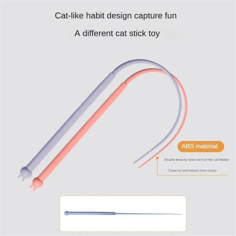 Blue simulated mouse tail cat toy with ABS cat head and long silicone tail for interactive play
