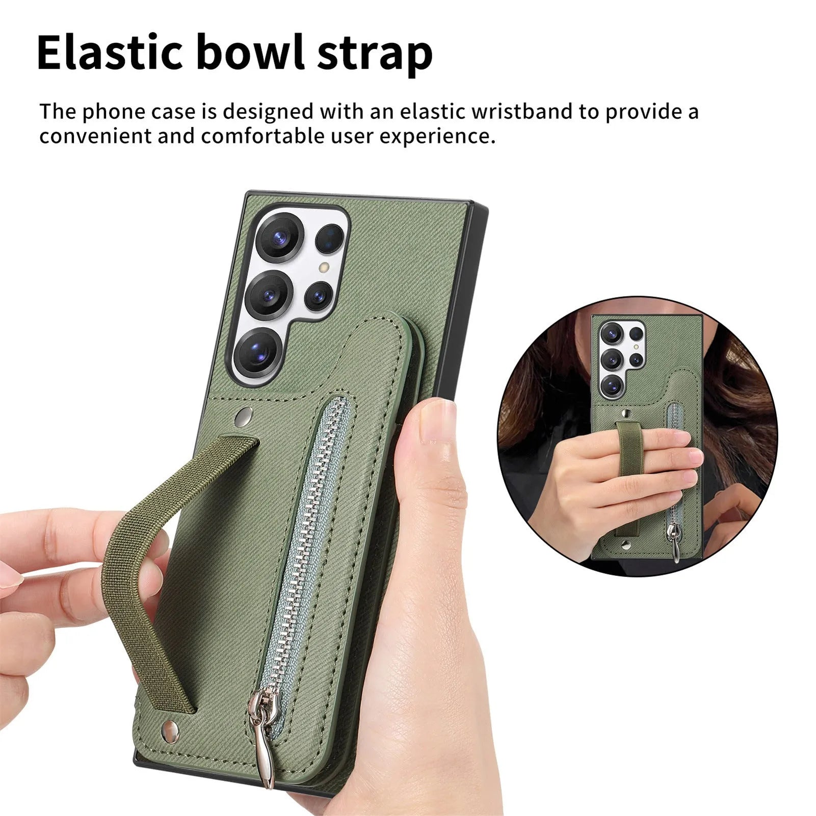 Multifunctional blue leather wristband wallet card holder phone case with kickstand for Samsung