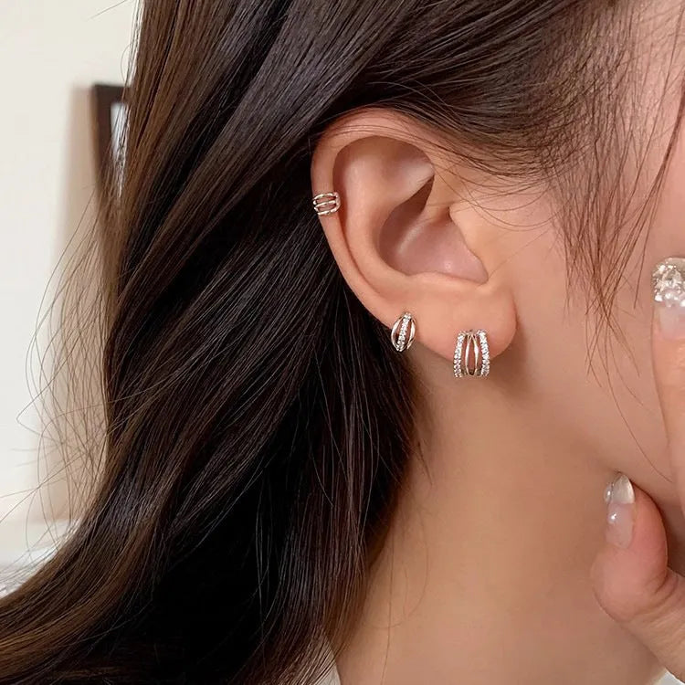 Geometric 925 silver earrings with electroplated finish in large, medium and small size options