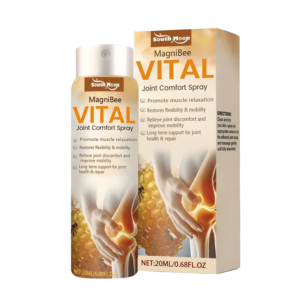 20ml joint soothing spray bottle with menthol and bee venom for topical joint and muscle use