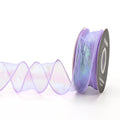 Roll of 4cm wide colourful mesh ribbon with fishtail yarn floral wave design.