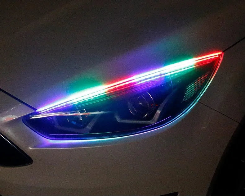 Universal RGB LED car headlights with remote control in 30cm, 45cm, and 60cm sizes for GM vehicles.