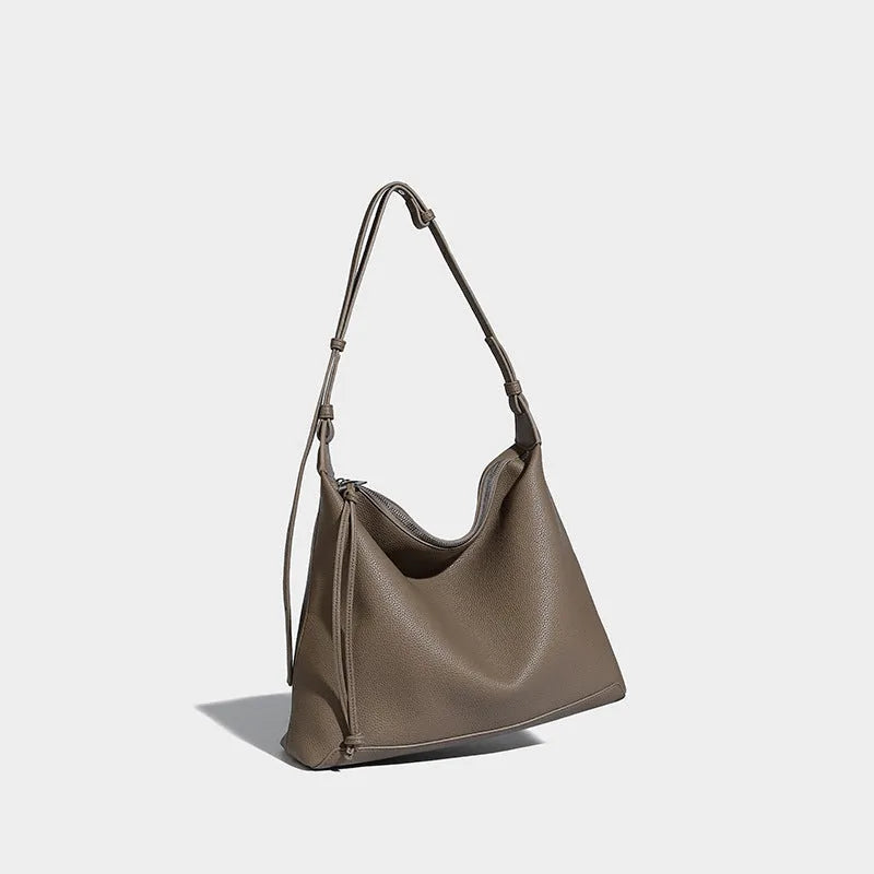 Large capacity shoulder messenger bag in soft PU material, caramel colour option
