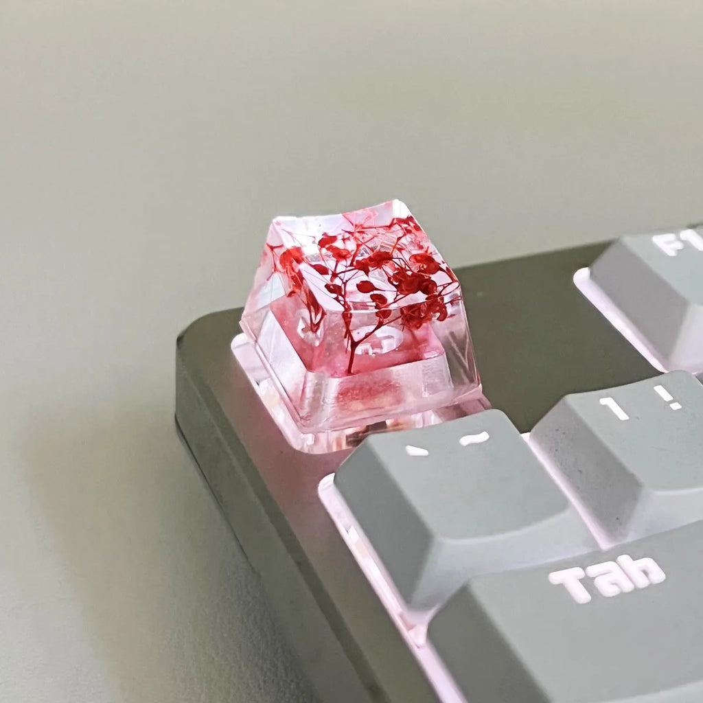 High transparency resin mechanical keyboard keycap with starry sky design in green colour