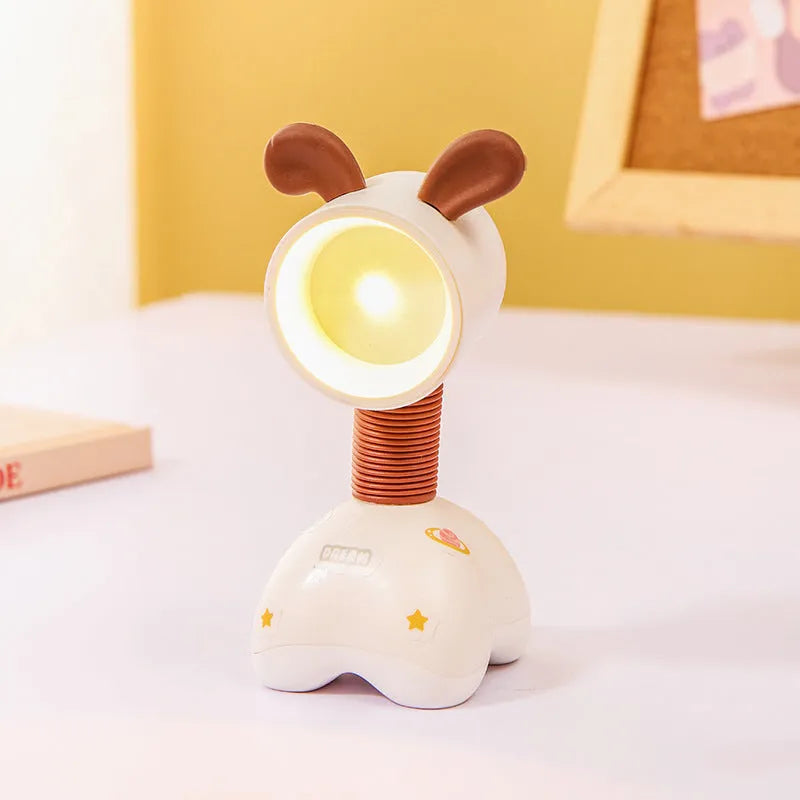 DIY cartoon character small night lamp with adjustable magnetic head in bear design on desk