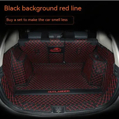 Custom 3D non-slip boot liner for Mitsubishi Outlander in a black colour with contrasting stitching.