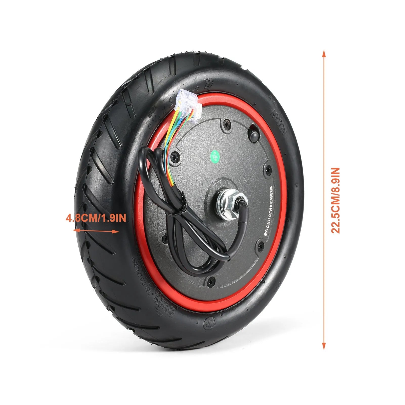 Butyl rubber inner tube for an 8.5-inch electric scooter wheel, showing the schrader valve.