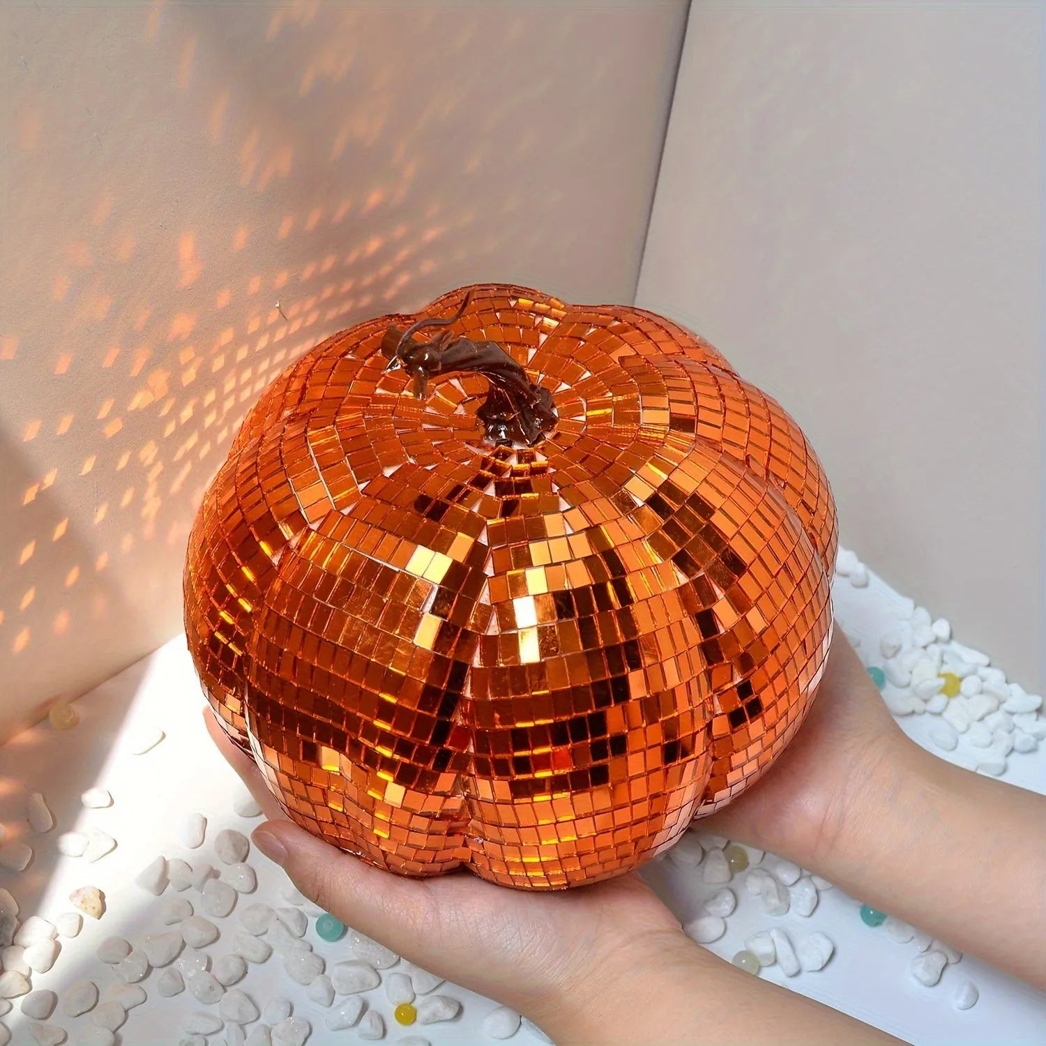 Chinese style mirrored glass pumpkin ornament for Halloween decorations in multiple sizes