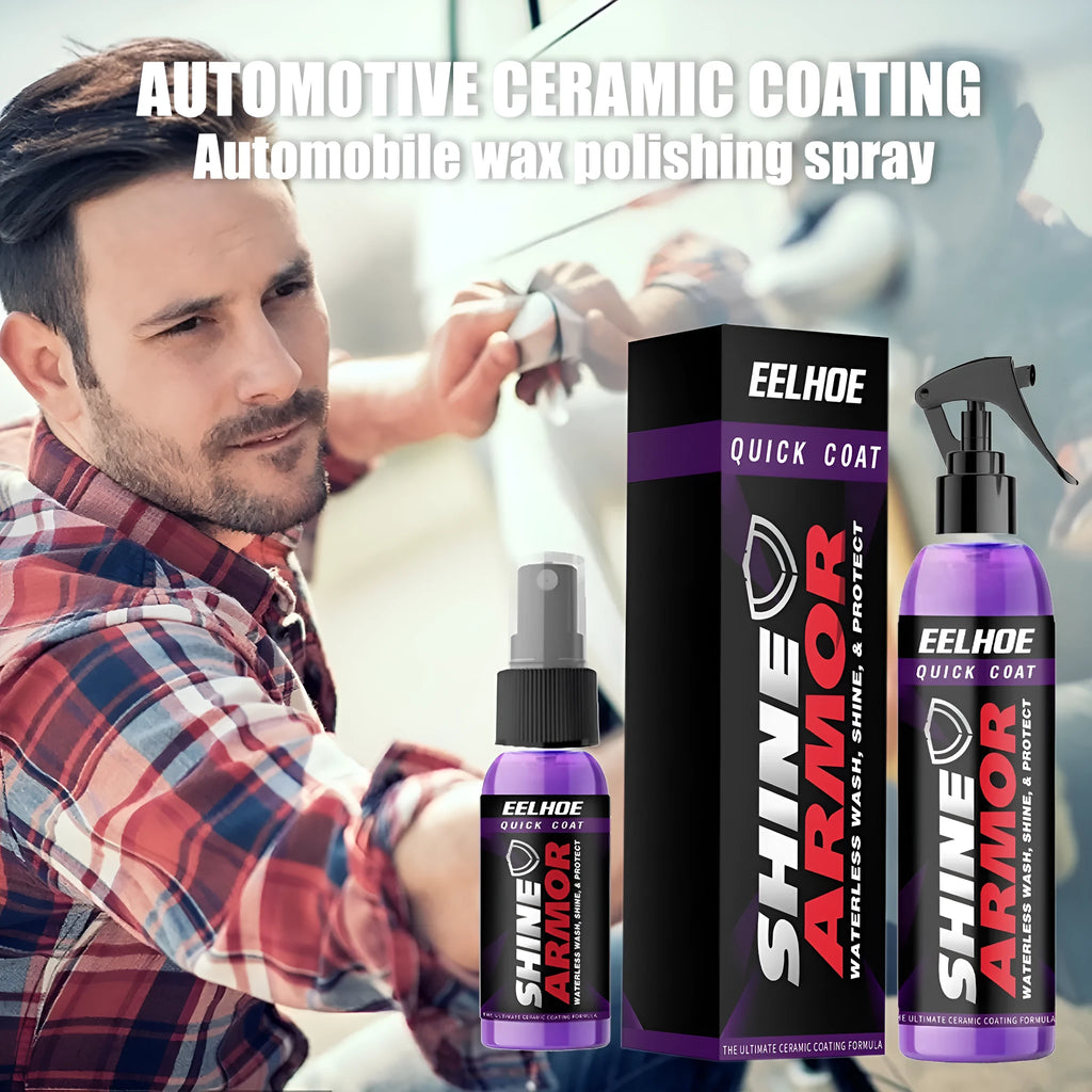 Purple automobile nano coating agent spray bottle in 100ml size for car maintenance.