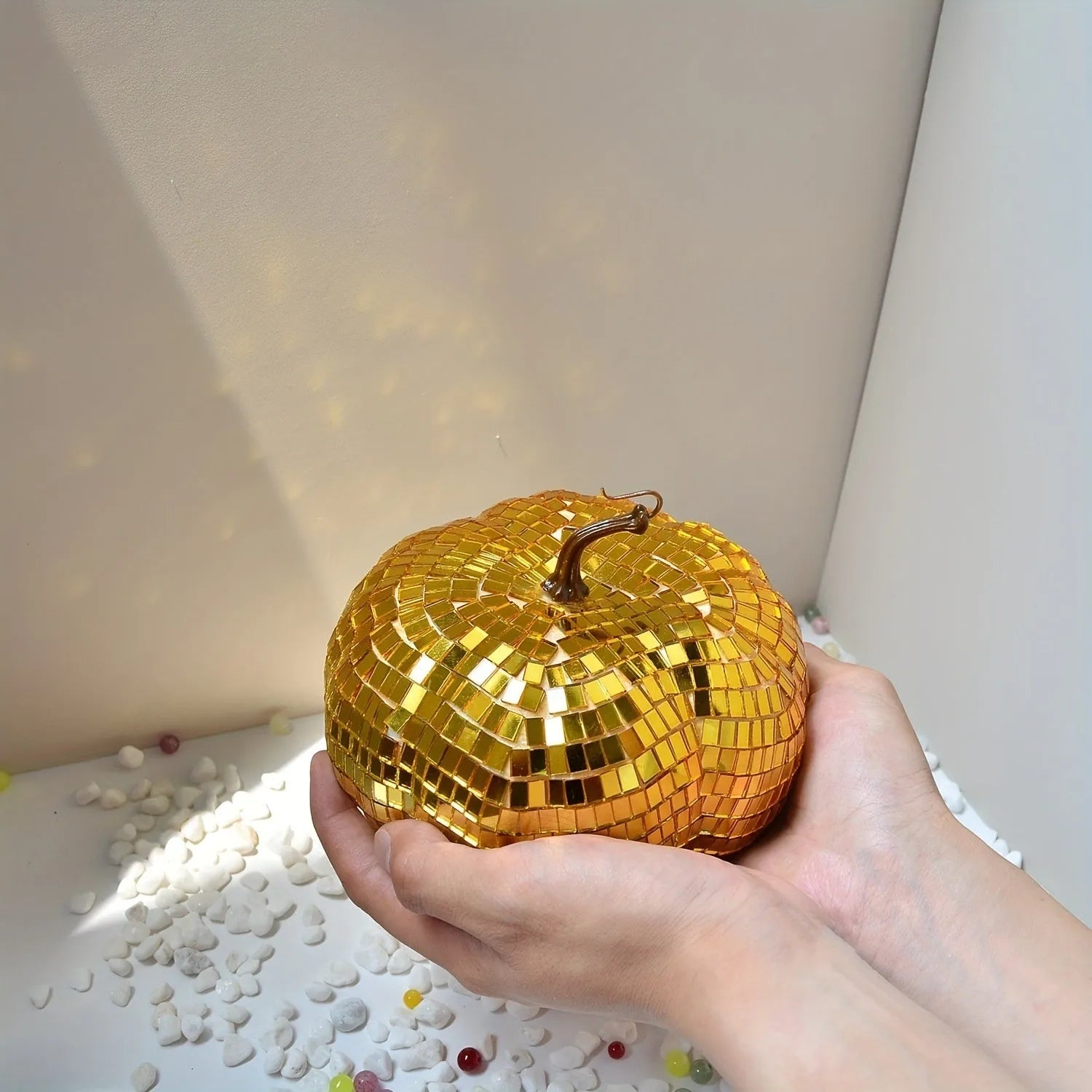 Chinese style mirrored glass pumpkin ornament for Halloween decorations in multiple sizes