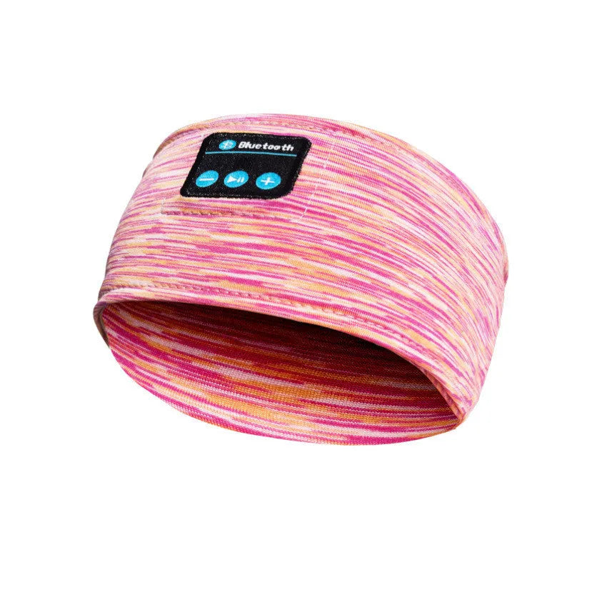 Pink wireless Bluetooth headband eye mask headset with music label pattern for hands-free calls