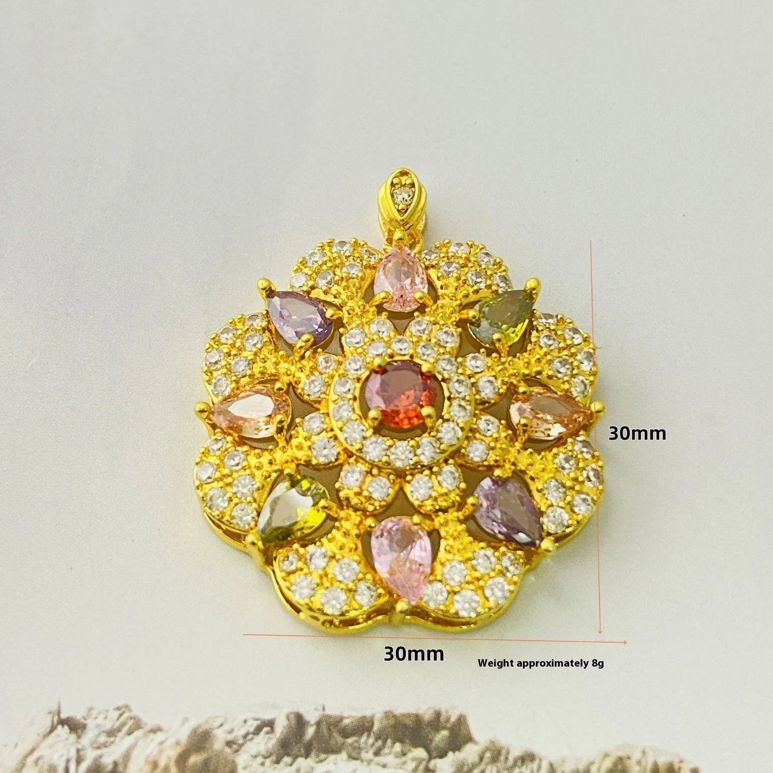 Women's flower-shaped zircon pendant necklace in gold, champagne gold and platinum colour finishes