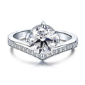 S925 sterling silver zircon ring for women with six-claw micro-inlaid setting and geometric shape