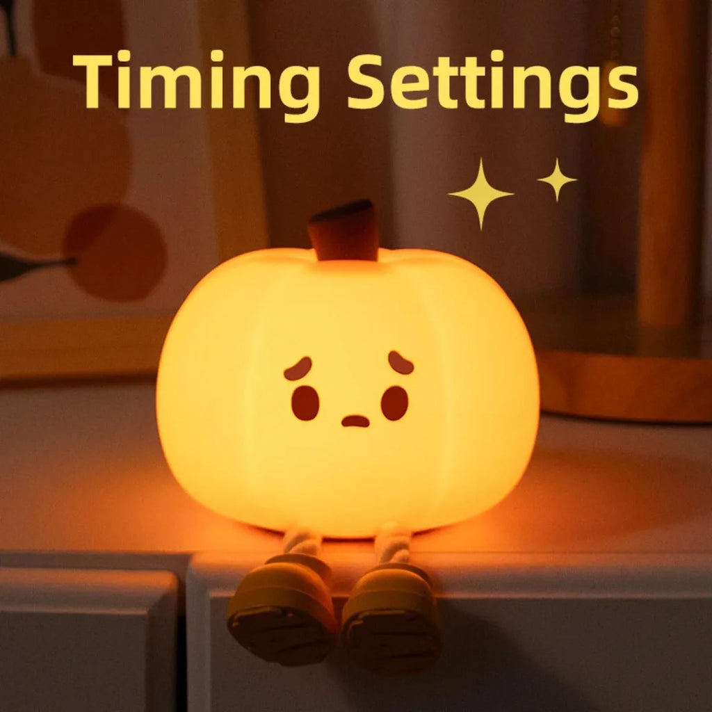 Silicone Pumpkin Lantern Night Light for Bedroom Sleep Lamp Bedside Pat Lamp Sleeping Companion Cartoon Ornaments Children's Night Light with 500mAh Battery Safe and Cute Design