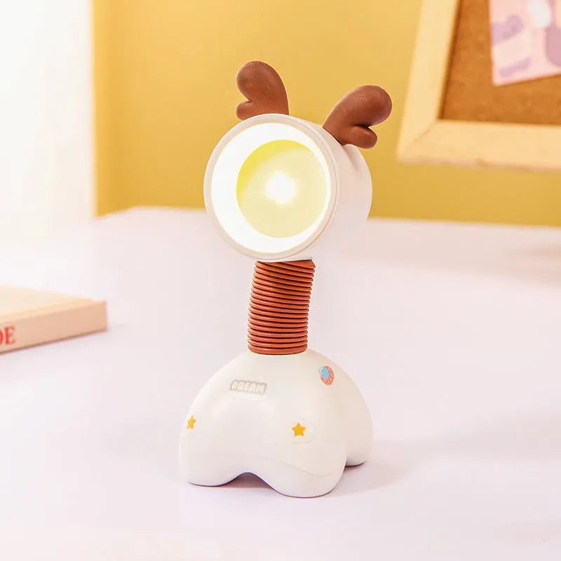DIY cartoon character small night lamp with adjustable magnetic head in bear design on desk