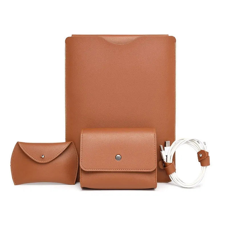 Four-piece leather edge protector set for notebooks in multiple colours with lock edge design