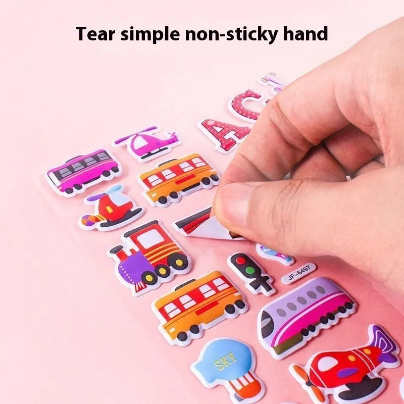 Children's 3D cartoon bubble stickers reward set with mixed men's and women's designs on sheets