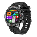 Sports smartwatch with AMOLED display on a silicone strap, showing a fitness tracking interface.