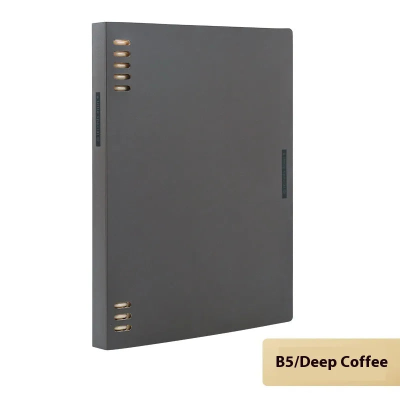 Refillable loose-leaf spiral notebook in B5 size with a pastel blue PP cover and lined pages.