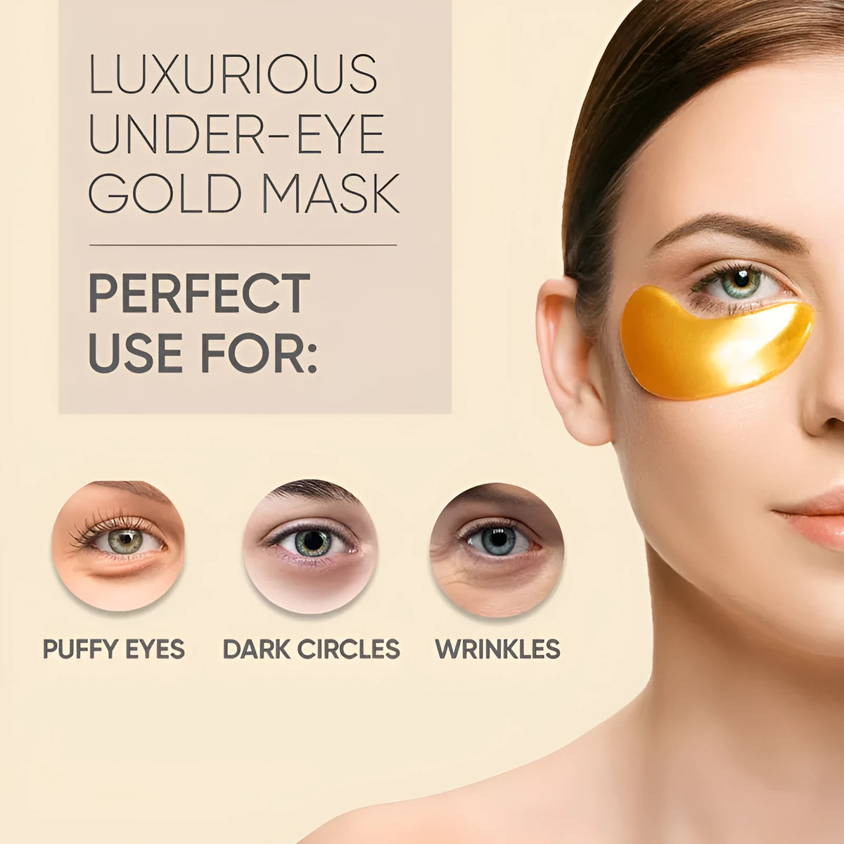 24K gold thin sheet eye mask patch 20 pairs for under-eye eye bag and wrinkle care