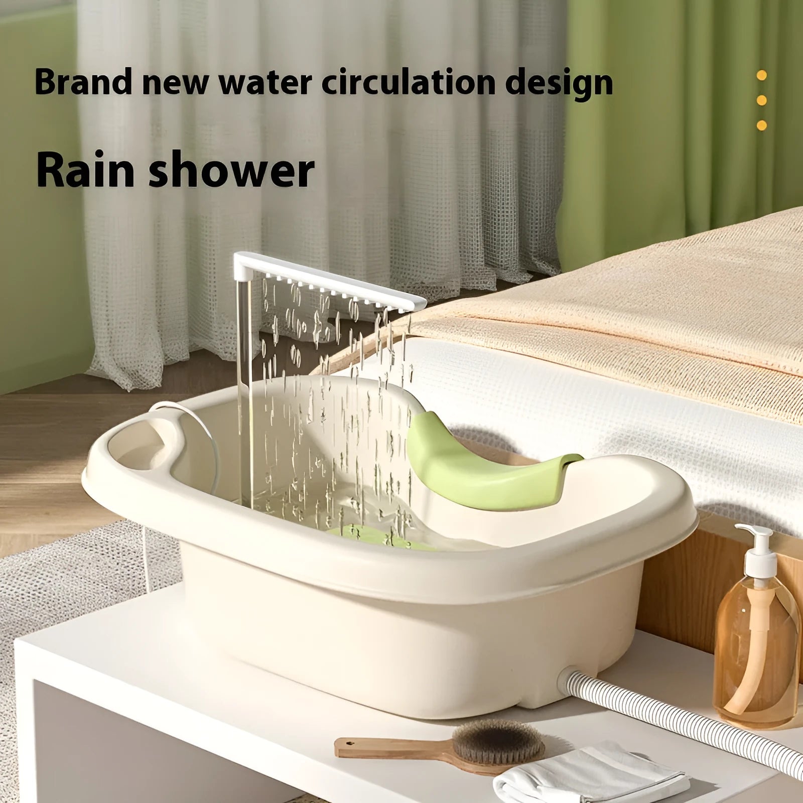 Light pink lying-in-bed shampoo basin with neck pillow and water pump