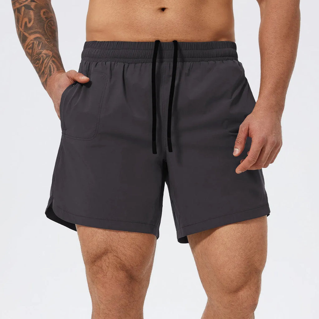 Men's nylon athletic shorts for basketball tennis running in black medium grey wine red or light blue