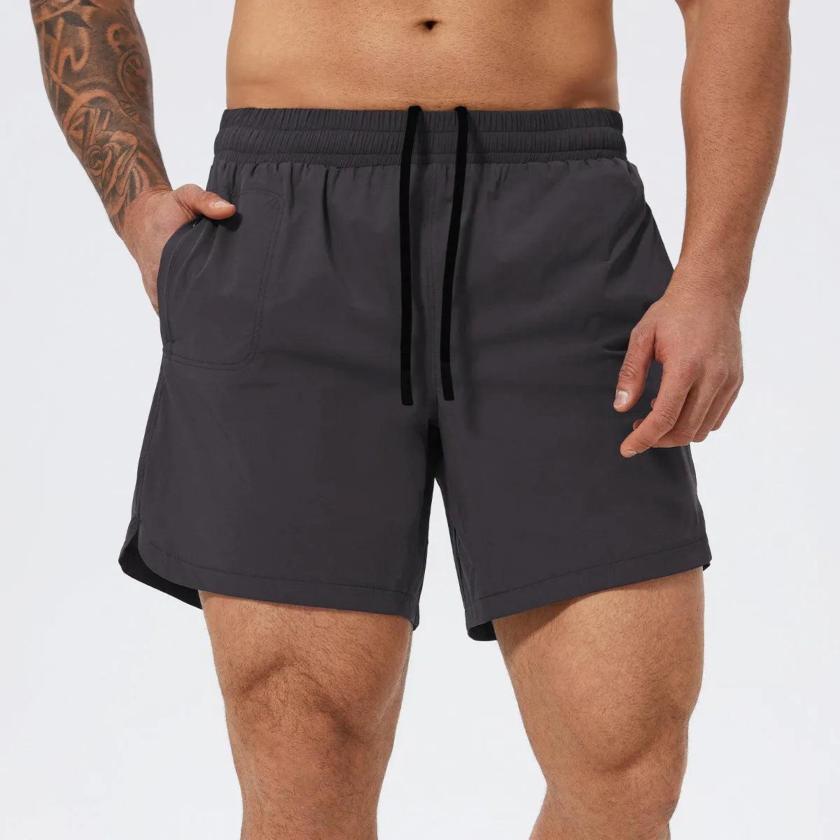 Men's nylon athletic shorts for basketball tennis running in black medium grey wine red or light blue