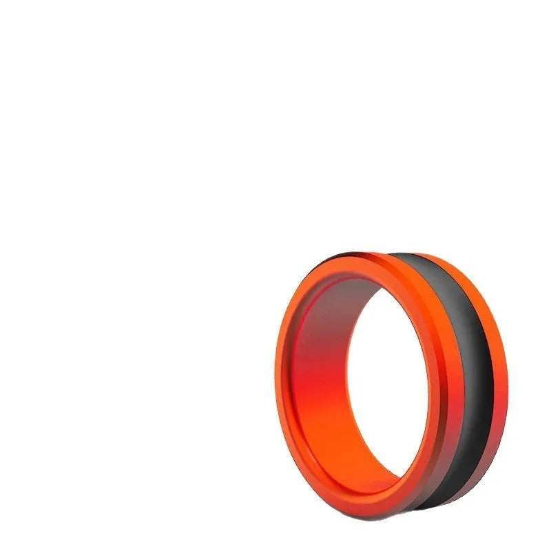 Orange and silver alloy fishing hand guard tool with a non-slip pull loop.