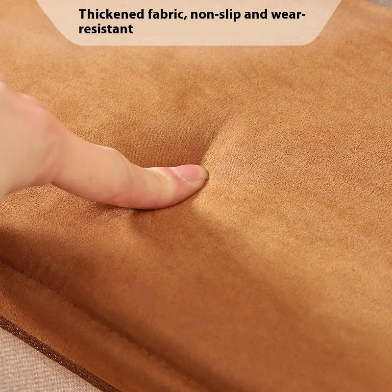 Brown foldable pet stairs steps for dogs with non-slip cloth surface on a floor