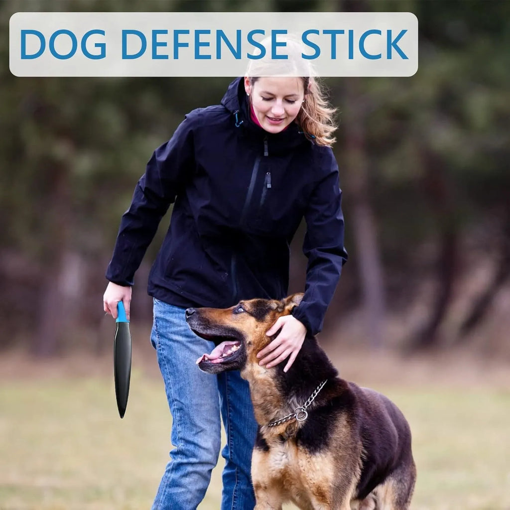 Blue handled nylon dog break stick for training, shown next to a measuring tape indicating 35 cm length.