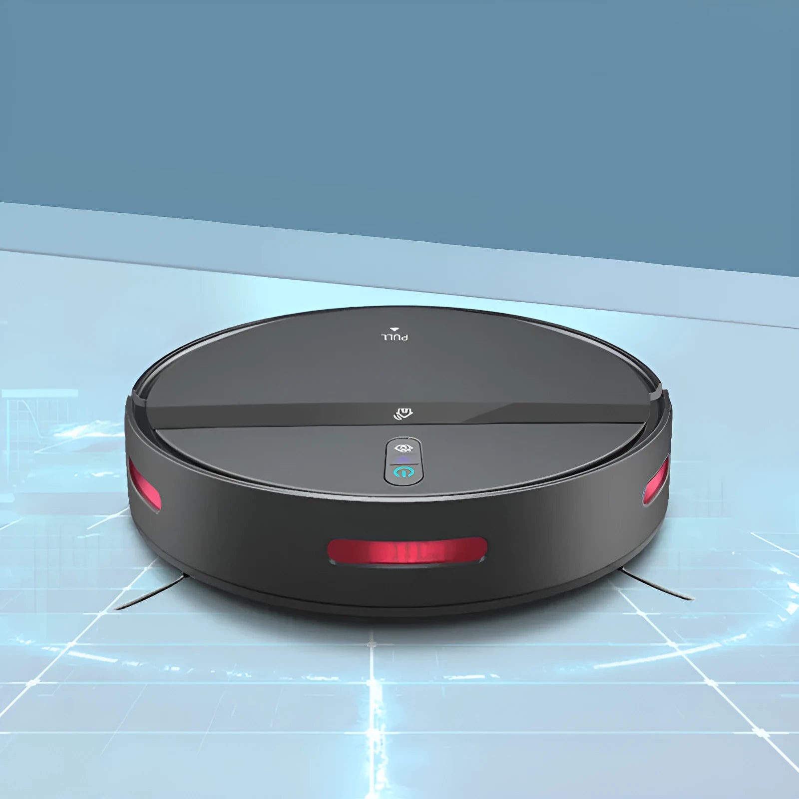 Automatic intelligent household sweeping robot in black with 600ml capacity and 320x320x78mm dimensions