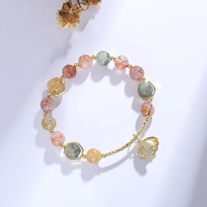 Natural colourful hair crystal bracelet for women, cartoon animal style, electroplated finish
