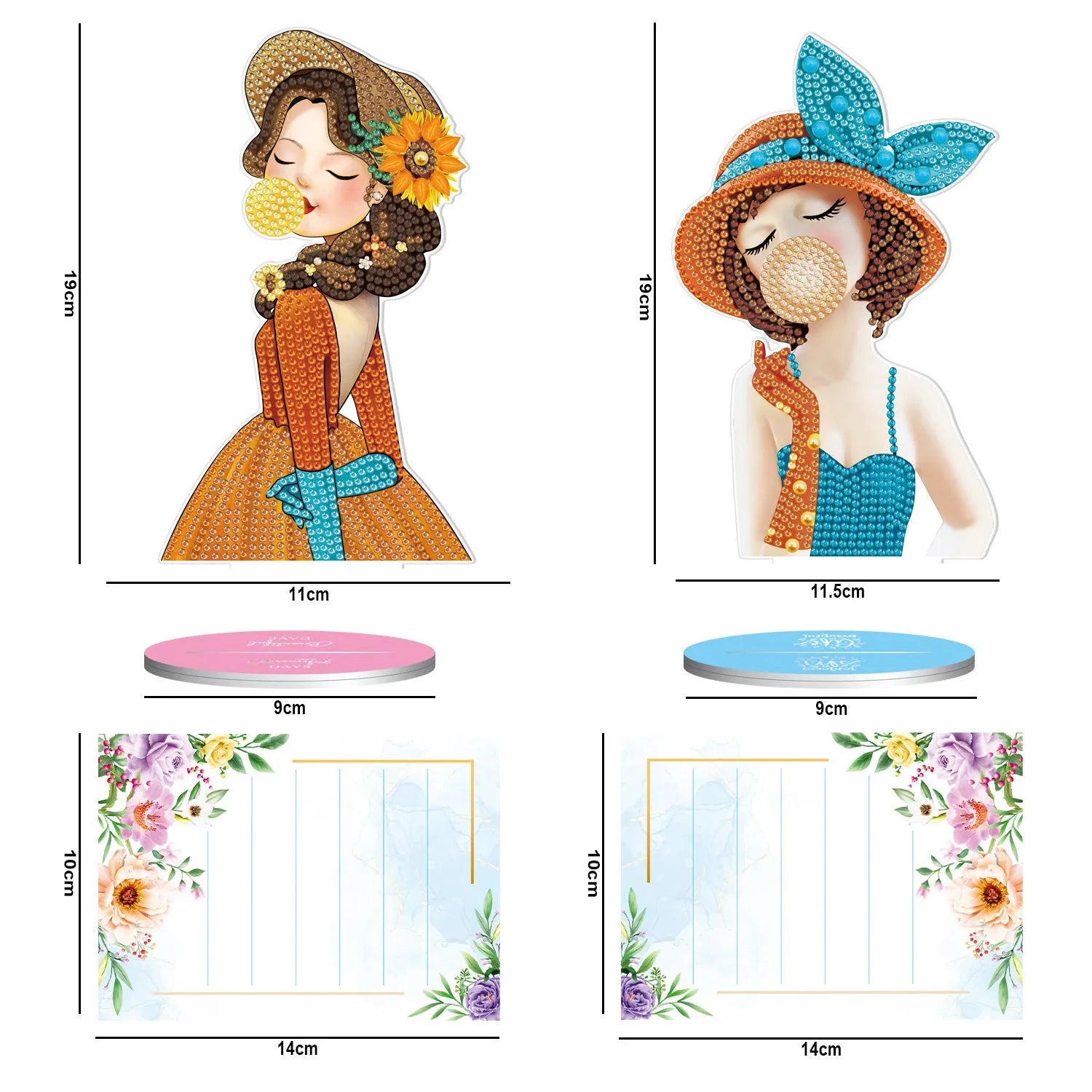 Handmade diamond painting decorative note clip on a desktop.