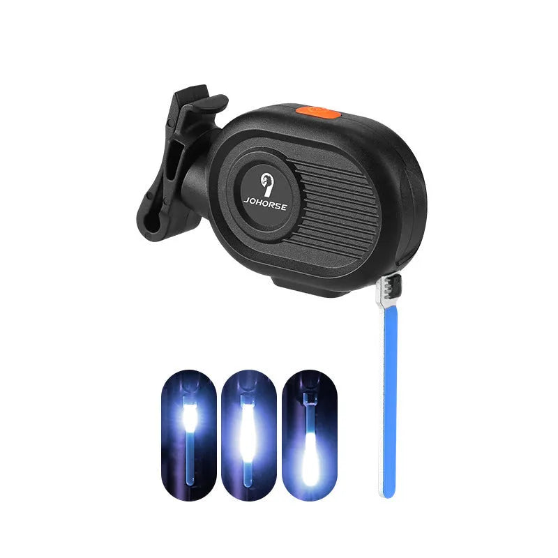 USB rechargeable bicycle tail light with blue waterfall or running water lighting effect on a bike seat post.