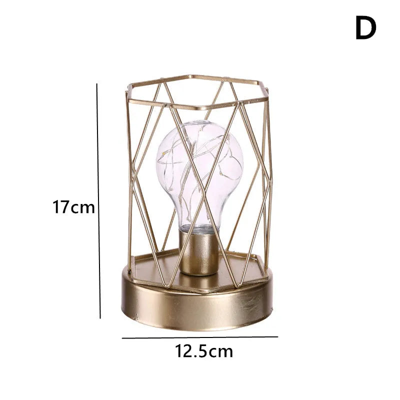 Geometric light bulb ornament in iron with electroplated finish, Nordic style home decoration