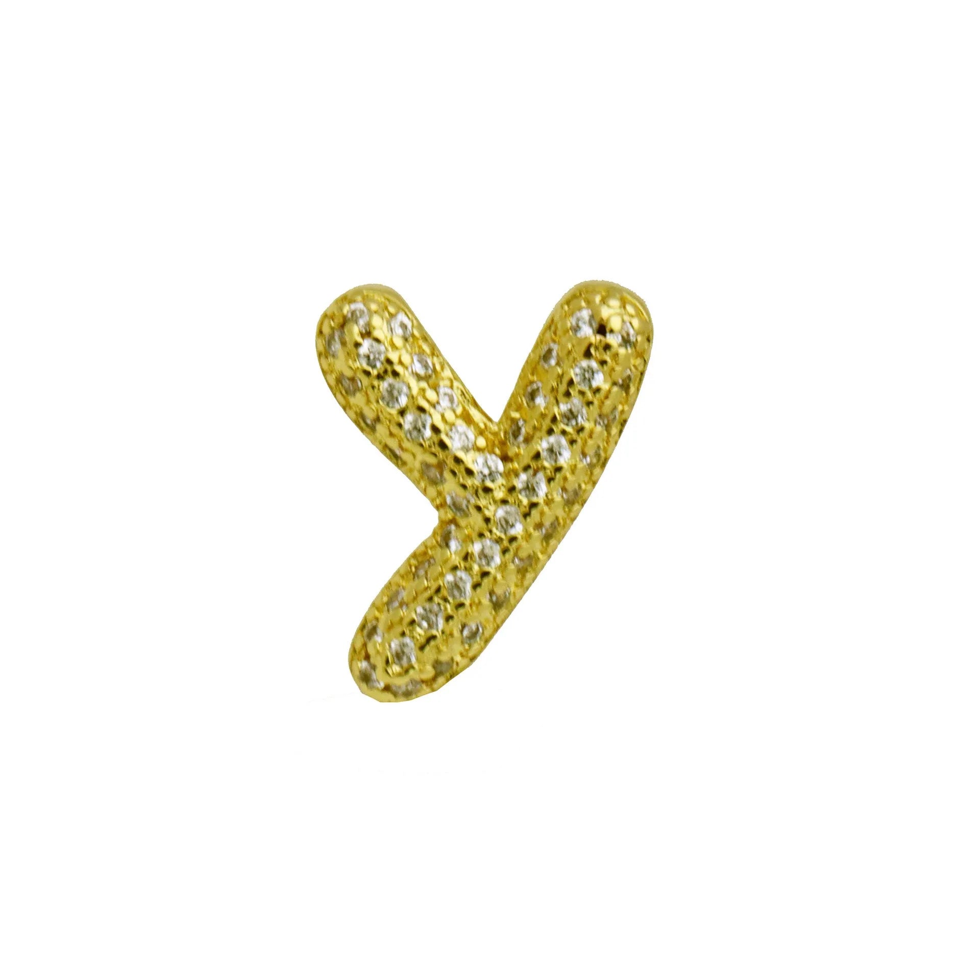 Copper letter bracelet with zirconium inlay showing detailed English character modelling in gold finish