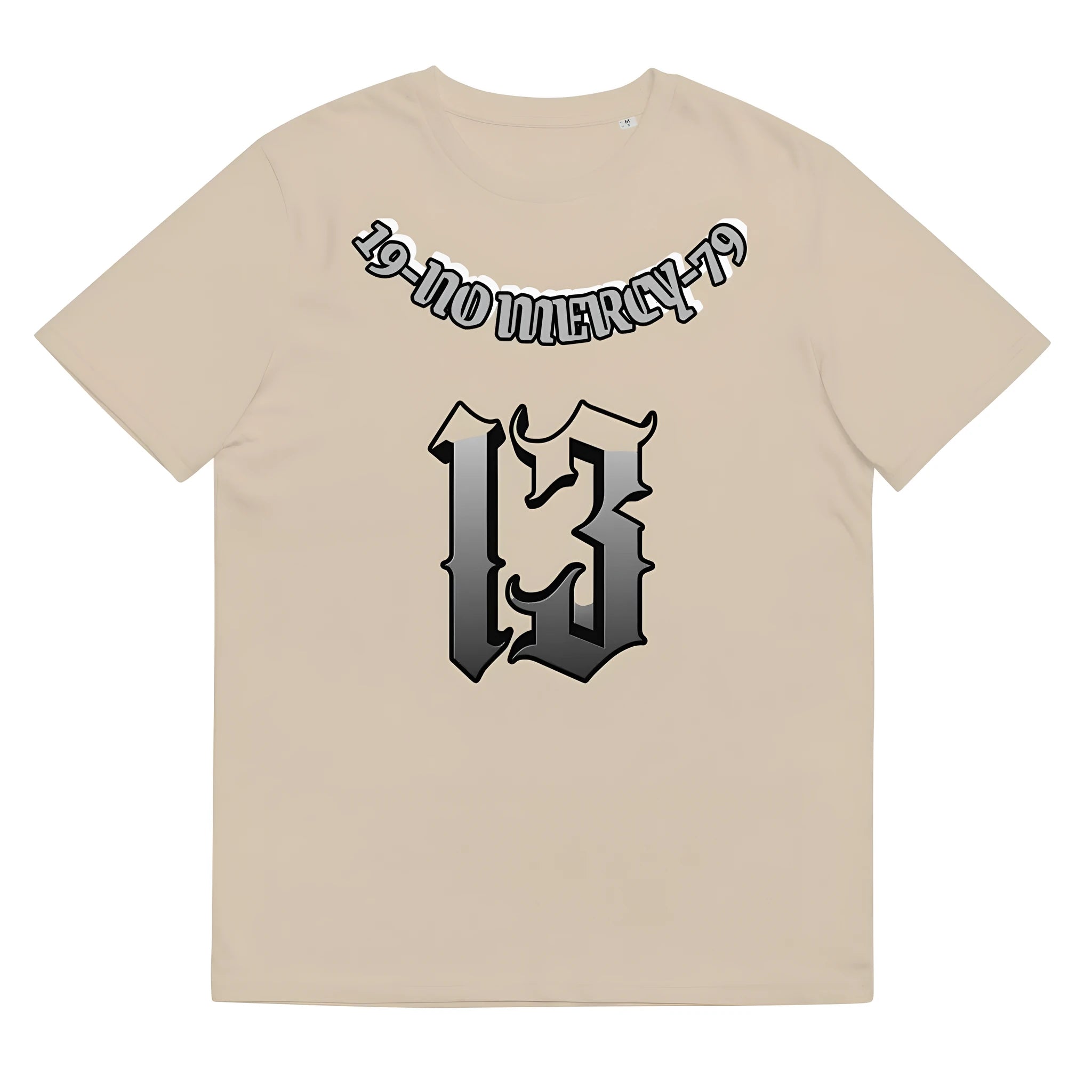 Loose fit cotton short sleeve t-shirt in grey, shown on a hanger.
