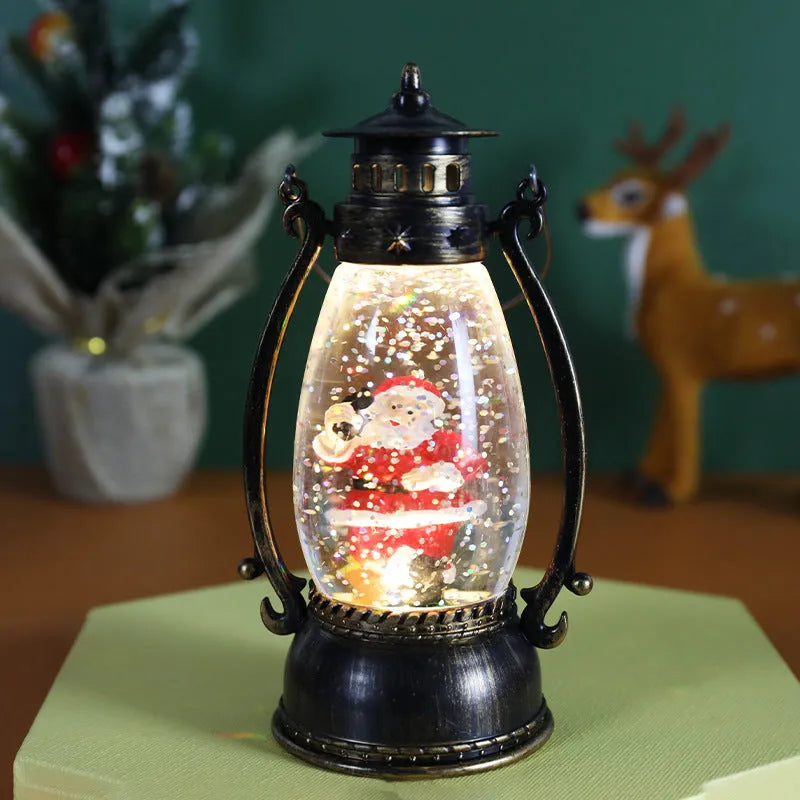 Crystal ball LED Christmas oil lamp decoration in snowman or elderly figure design