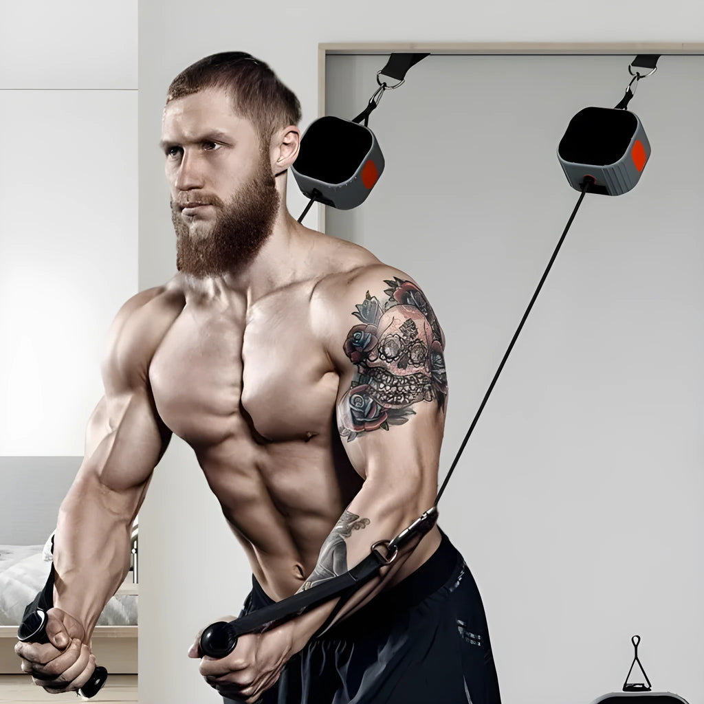 Adjustable fitness resistance tensioner with 2-20kg intelligent resistance system in blue grey colour