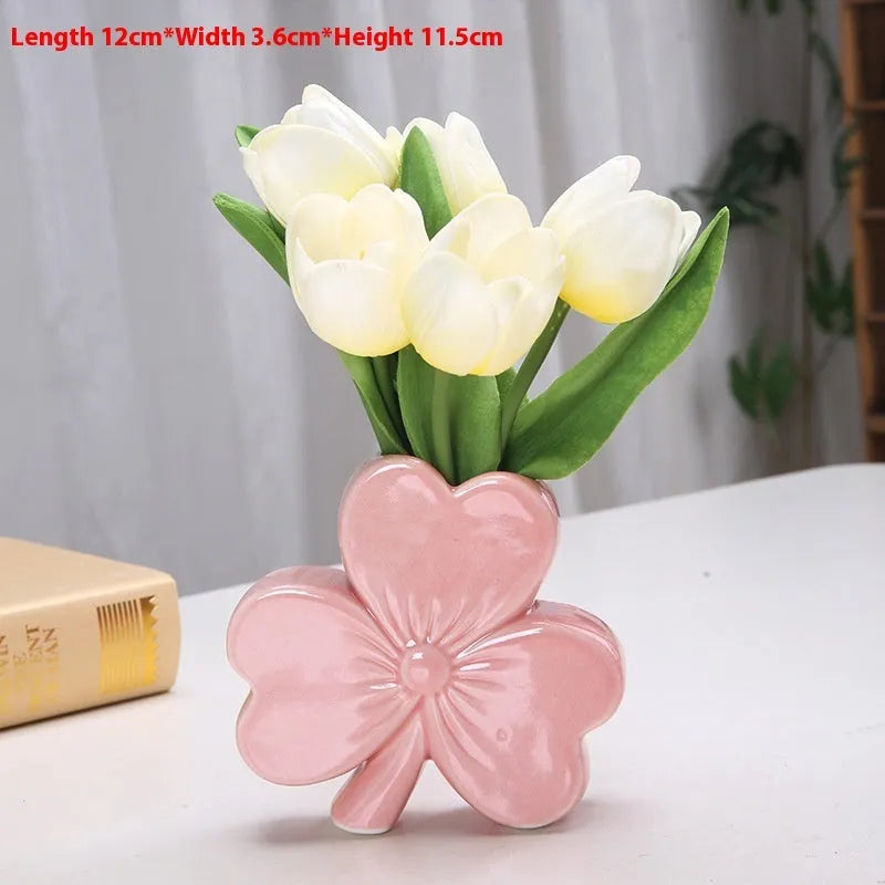 European style ceramic desktop vase in white porcelain available in four colour options