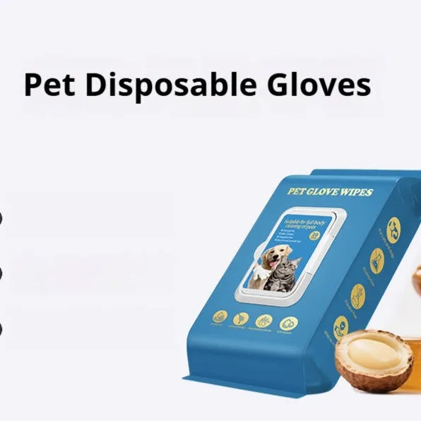 Pack of disposable wash-free gloves for pet bathing and cat cleaning supplies