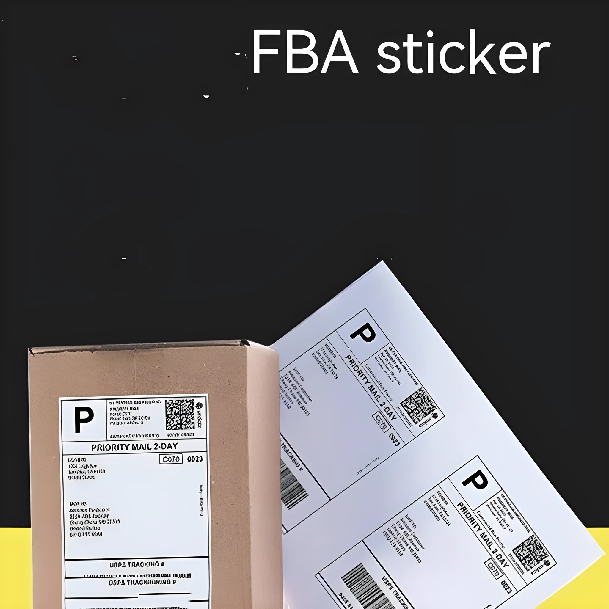 FBA label paper sheets showing ten different grid formats for barcode and serial number labelling