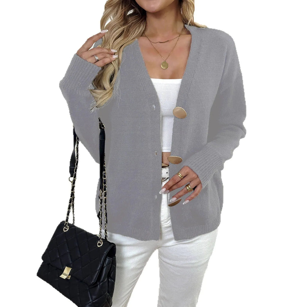 Women's black deer plush long sleeve sweater coat with princess sleeves in street hipster style