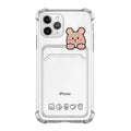 Cartoon artwork transparent TPU phone case with card holder slot for iPhone