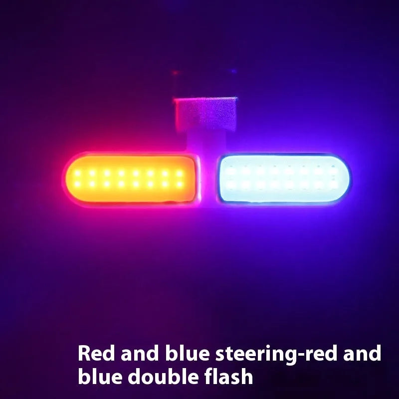USB rechargeable bicycle taillight with flowing red light mode and creative shape