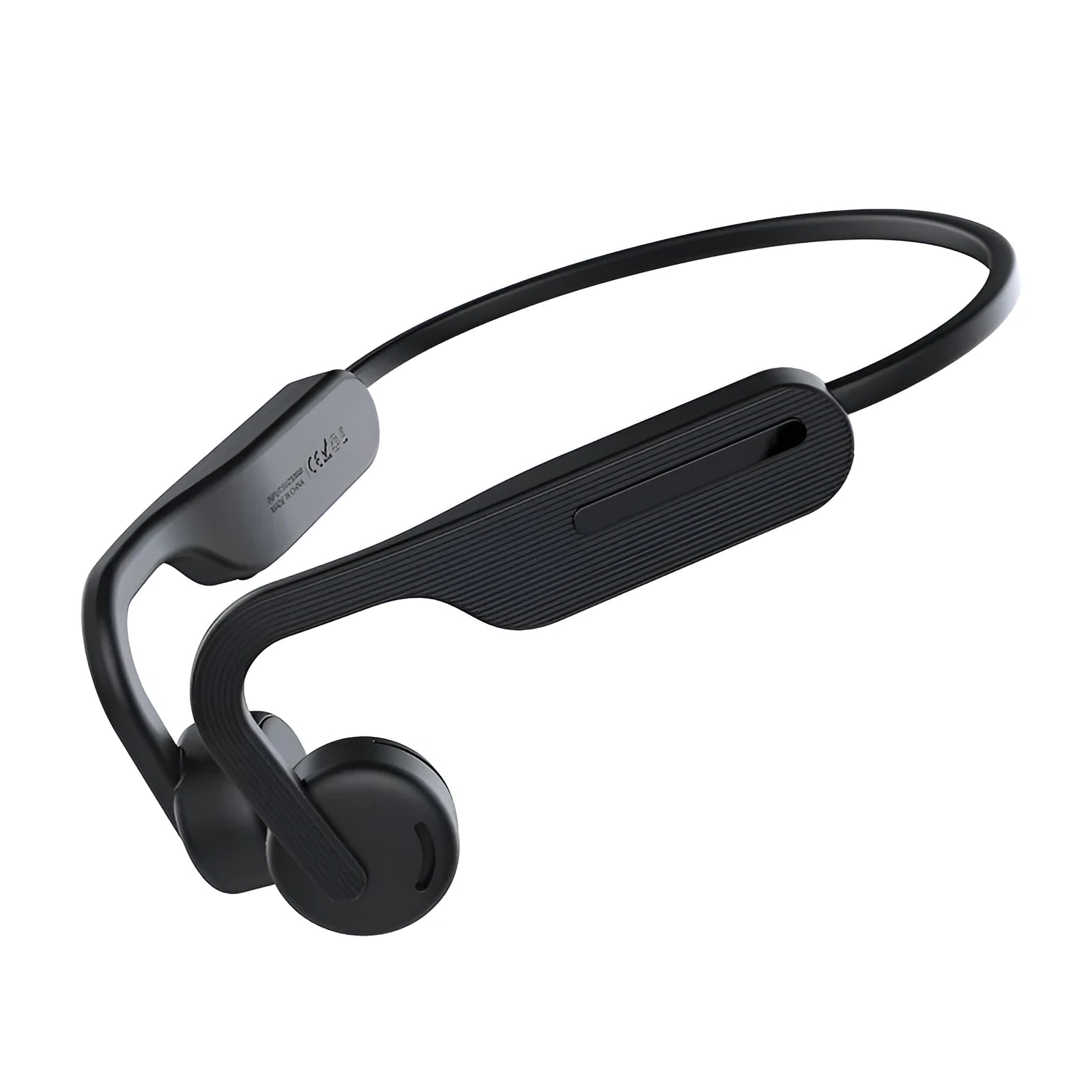 Black waterproof wireless in-ear Bluetooth headphones with private mold fit and battery display.
