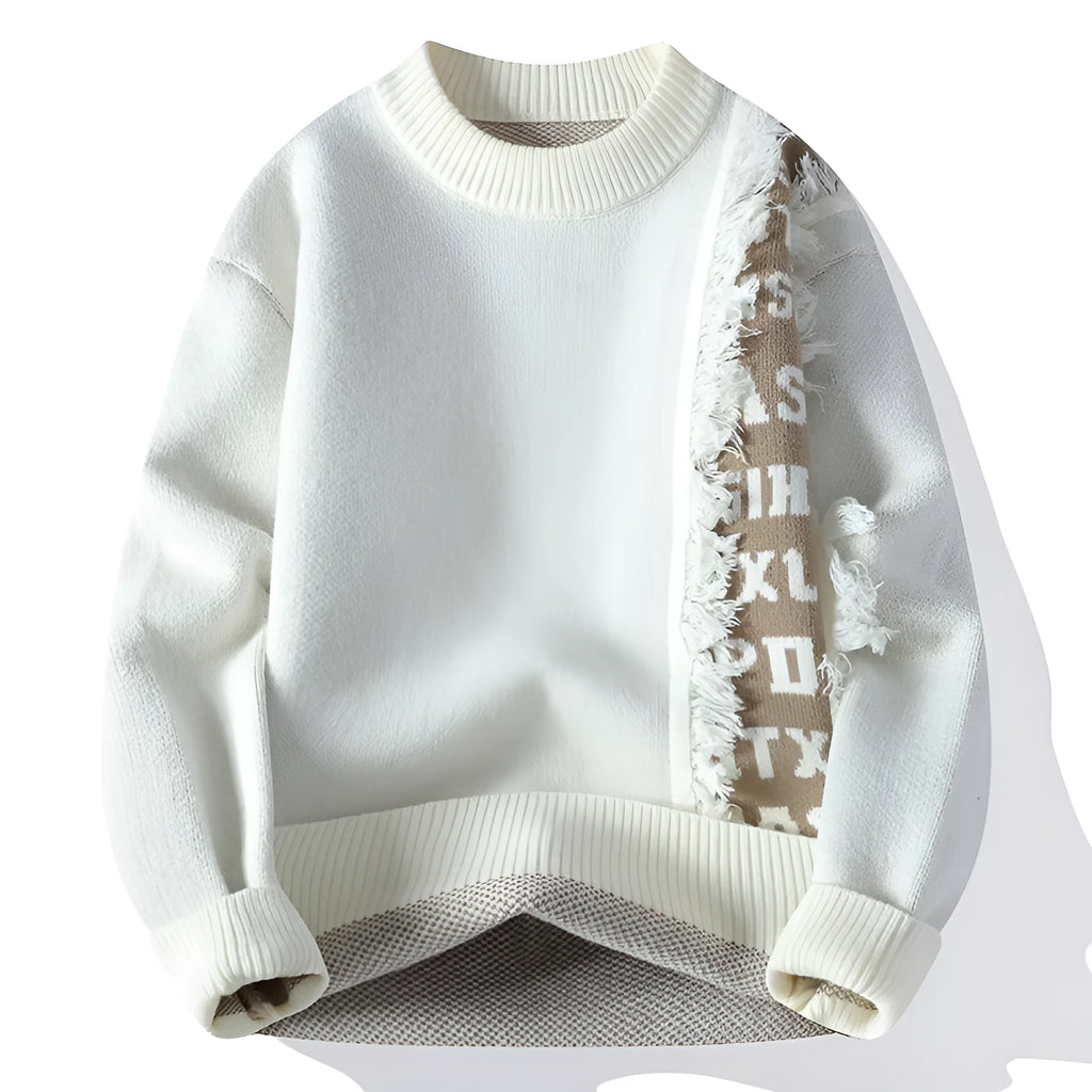 Men's loose fit knitted pullover sweater with ribbed hemline in various colours